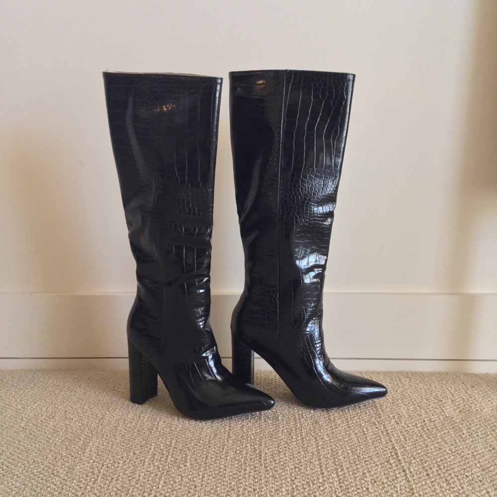 Brand New Faux Croc Heeled Boots